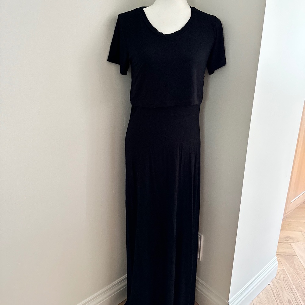 LNA T-Shirt Low Back Maxi Dress Black Size Small